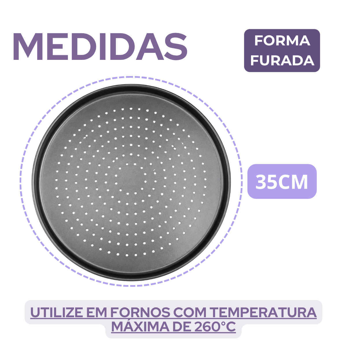 Forma Pizza Perfurada 36cm Antiaderente