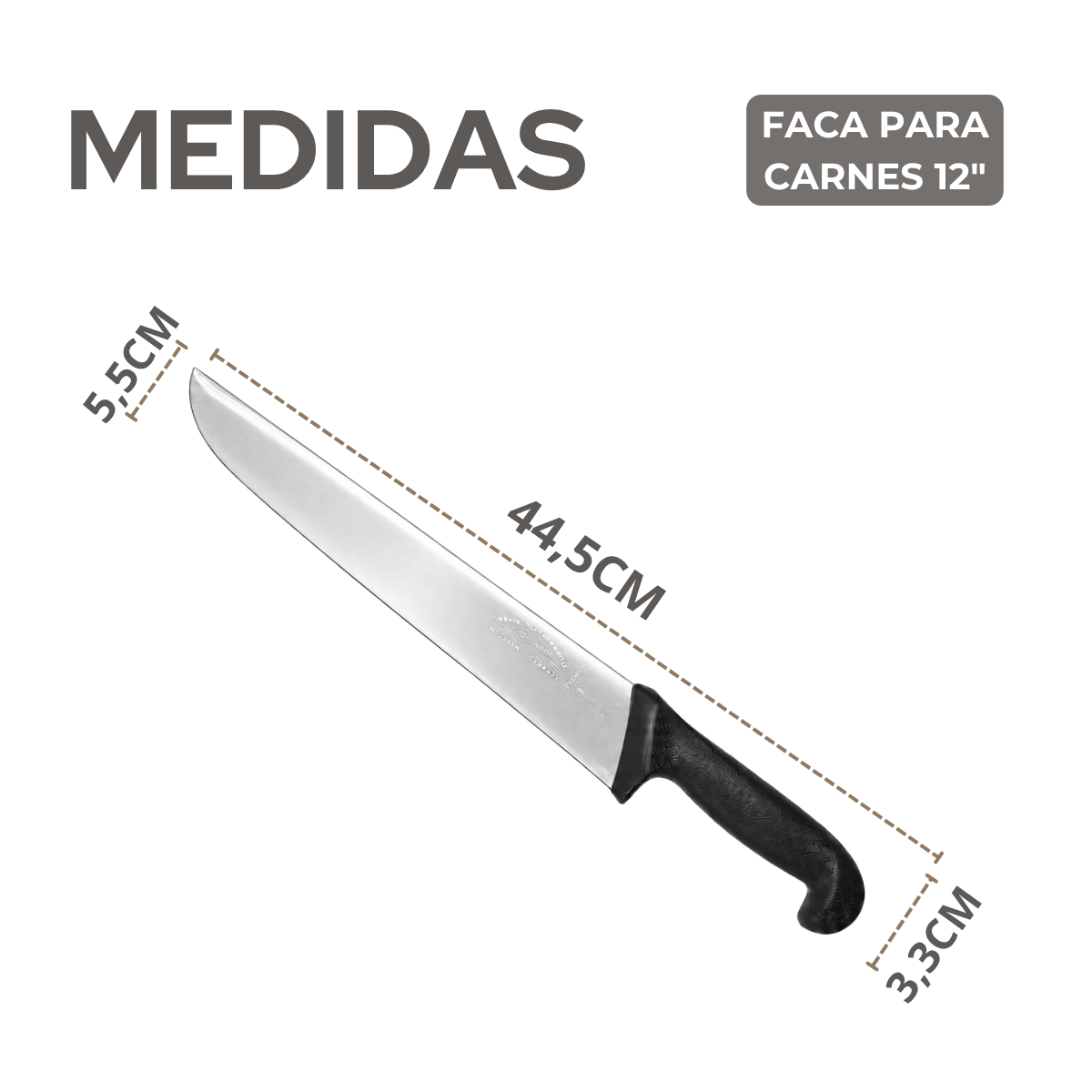 Faca Carne 12° Cabo Preto