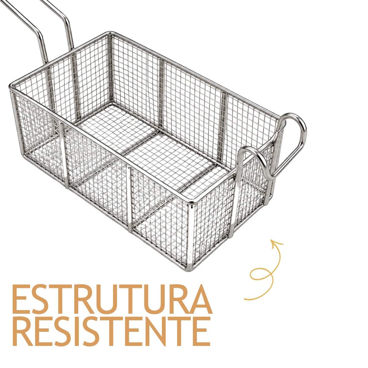 Cesto Fritura Retangular Arame Profissional 24cm