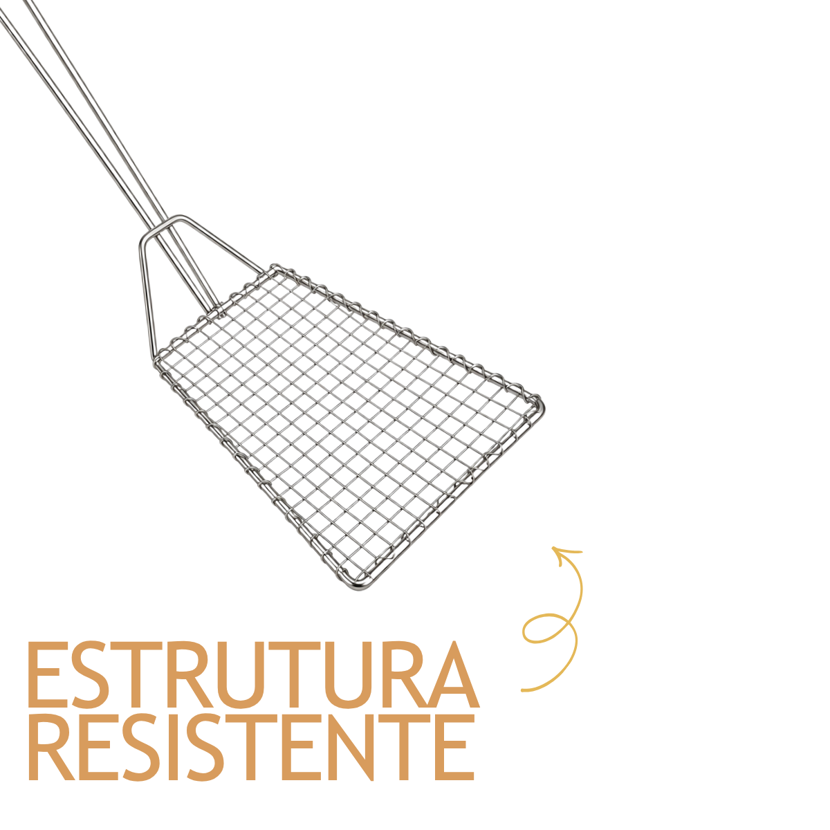 Escumadeira Retangulara Para Fritura Profissional Arame