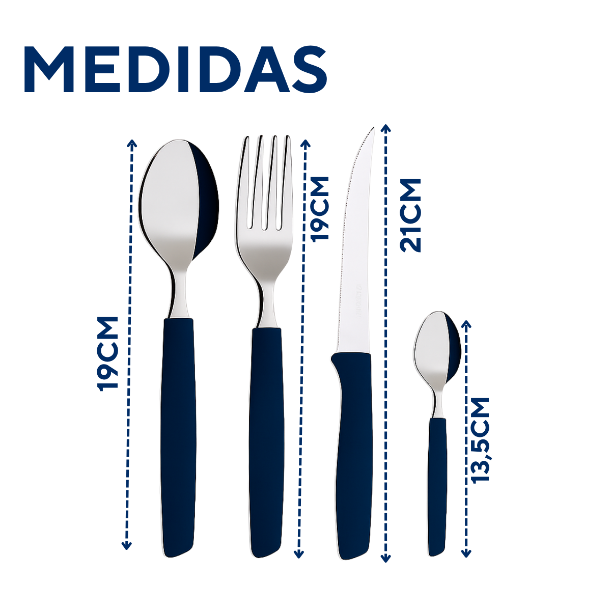 Conjunto faqueiro com pote 24peças azul A Gourmet