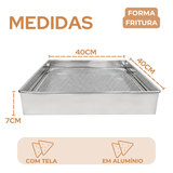 Forma quadrada com tela 40cm escorredor de fritura