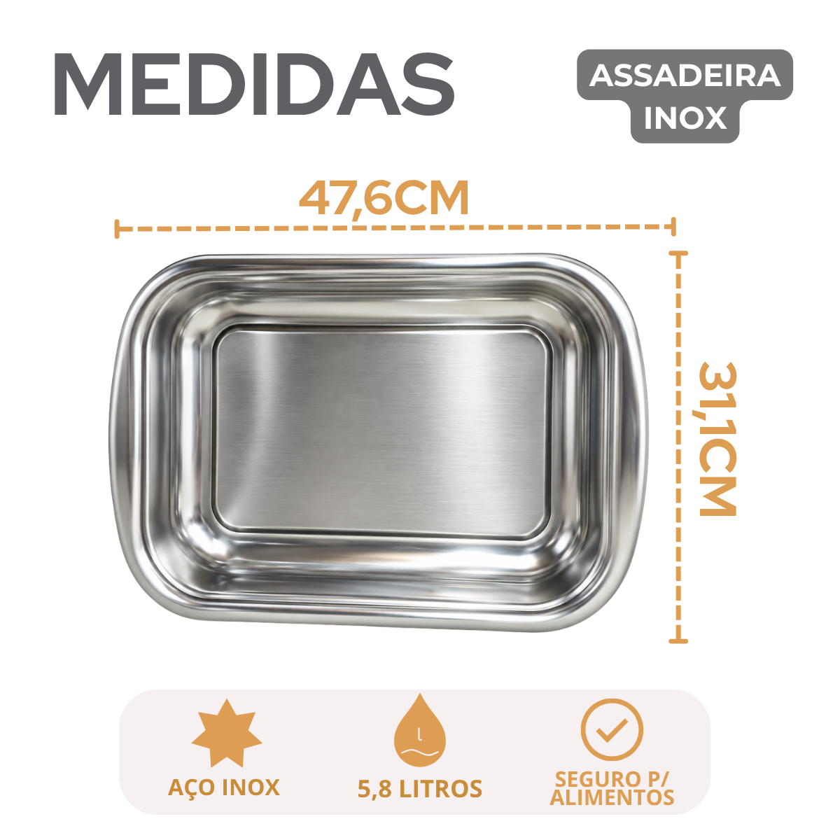 Assadeira Aço Inox Tramontina 48cm