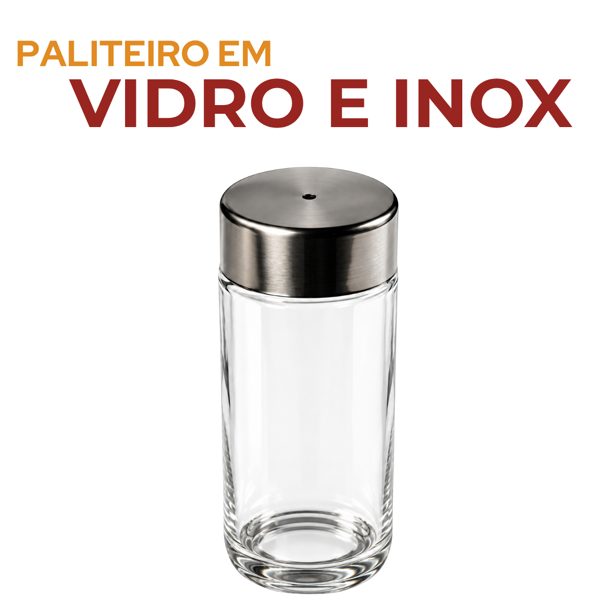 Paliteiro de Vidro Com Tampa de Aço Inox