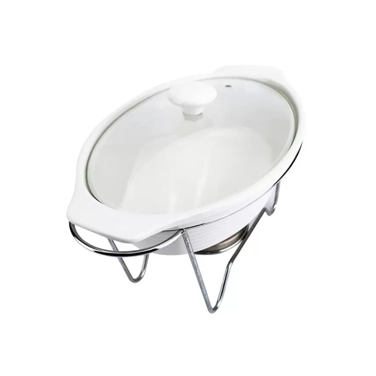 Rechaud Oval em Porcelana Com Queimador e Suporte 1,5L Dynasty