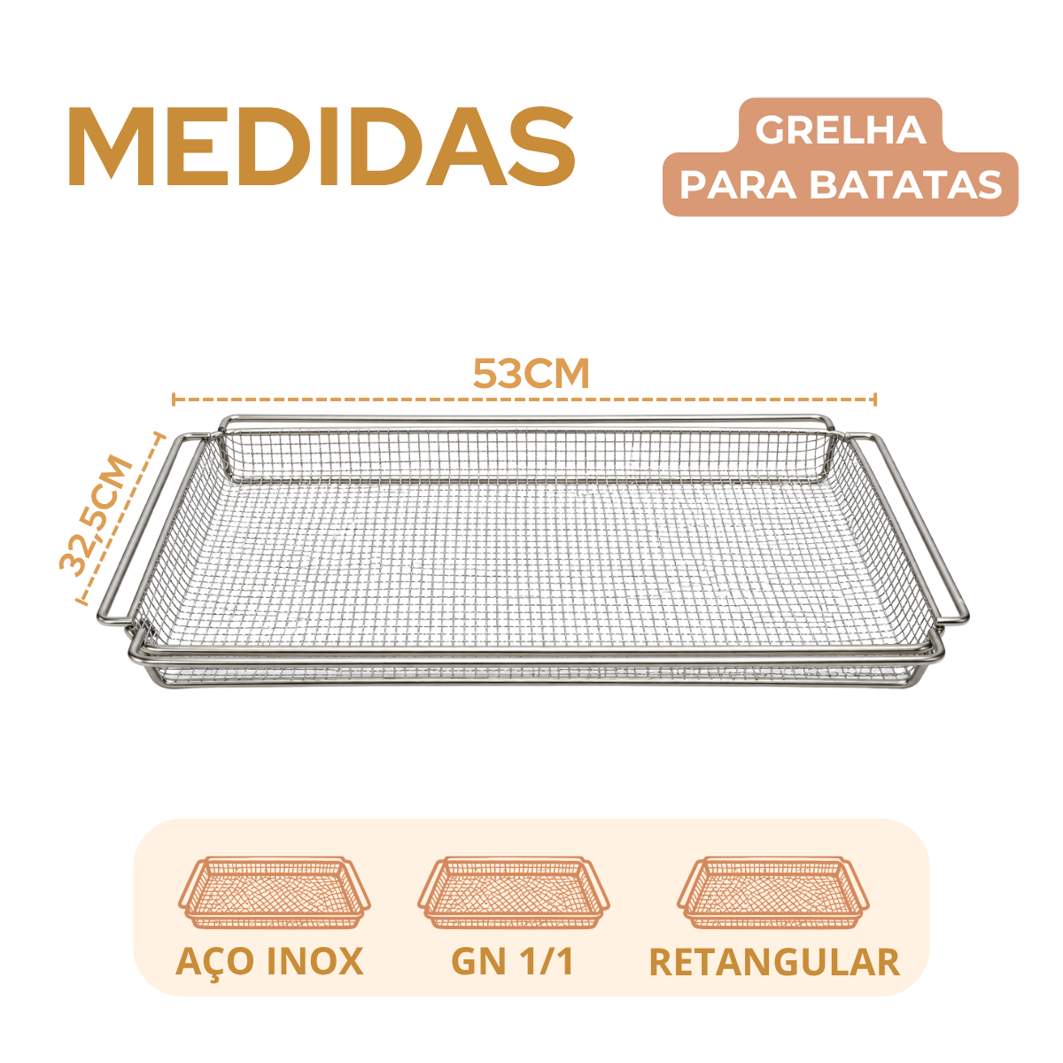 Grelha Para Batata GN 1/1 Aço Inox