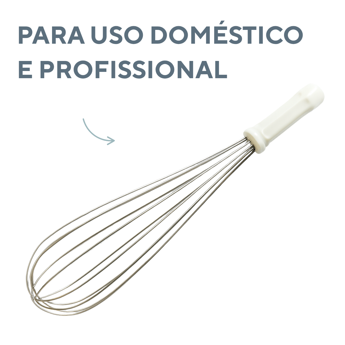 Batedor Fouet Aço Inox 40cm