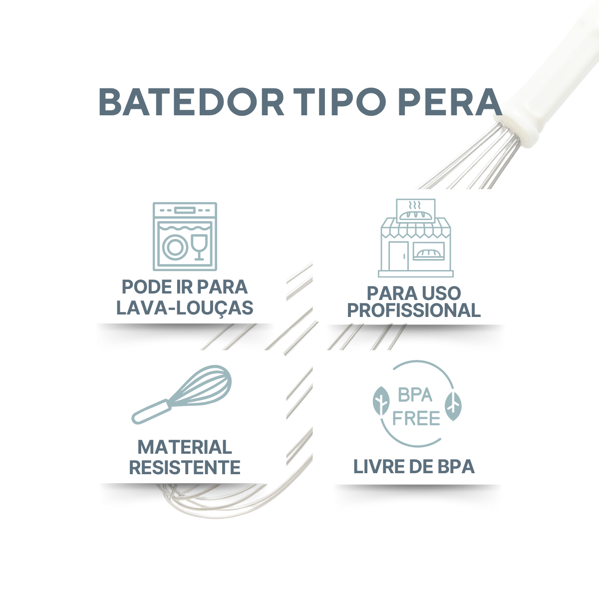 Batedor Fouet Aço Inox 40cm