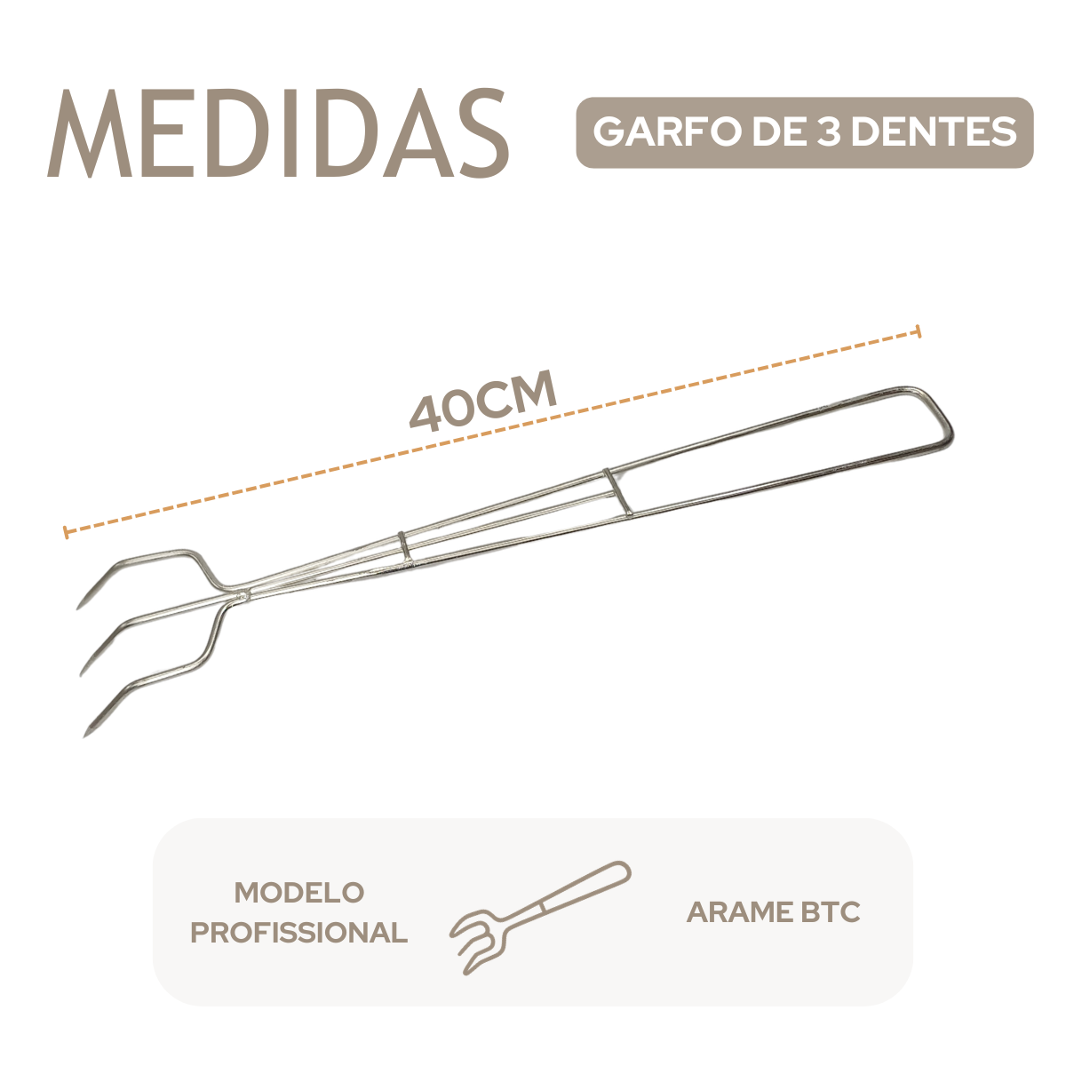 Garfo C/ 3 Dentes 40cm