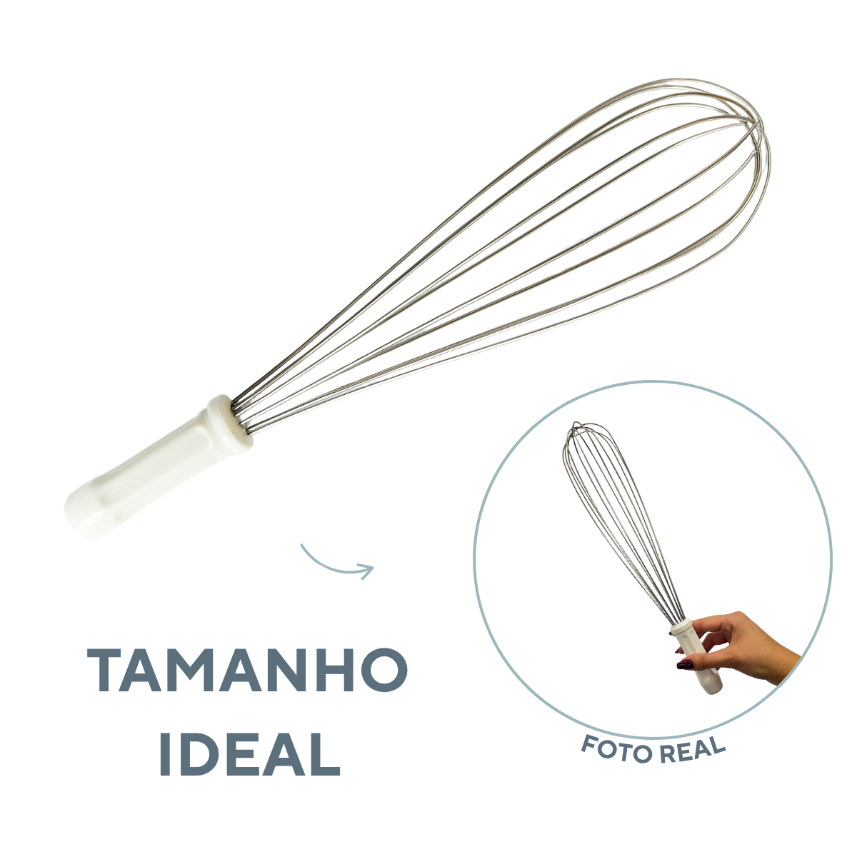 Batedor Fouet Aço Inox 40cm