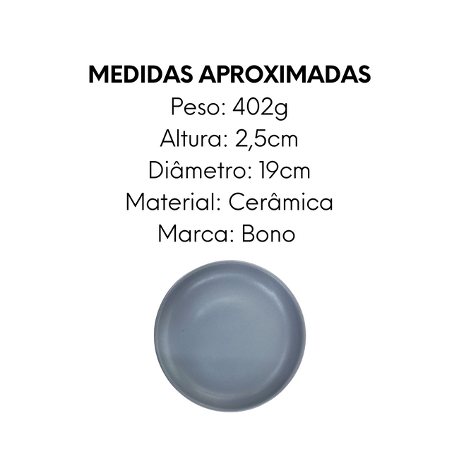 Prato Sobremesa Bono Cerâmica 19cm Cinza Main Image