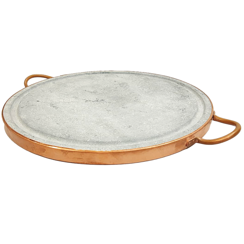 Grelha Pedra Sabão 27cm Com Alça em Cobre Val Pedra Sabão