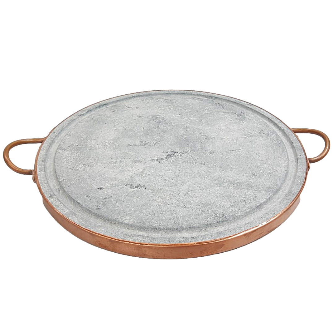 Grelha Pedra Sabão 33cm Com Alça Cobre Val Pedra Sabão