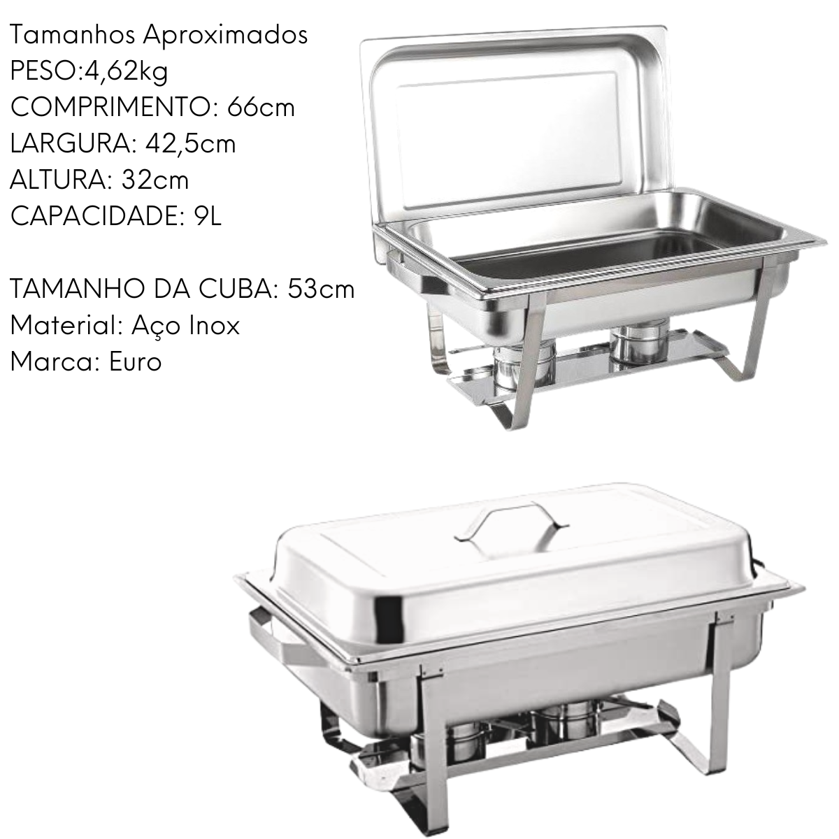 Rechaud 9L Cuba em Aço Inox A Gourmet