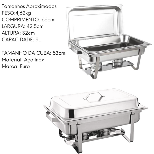 Rechaud 9L Cuba em Aço Inox