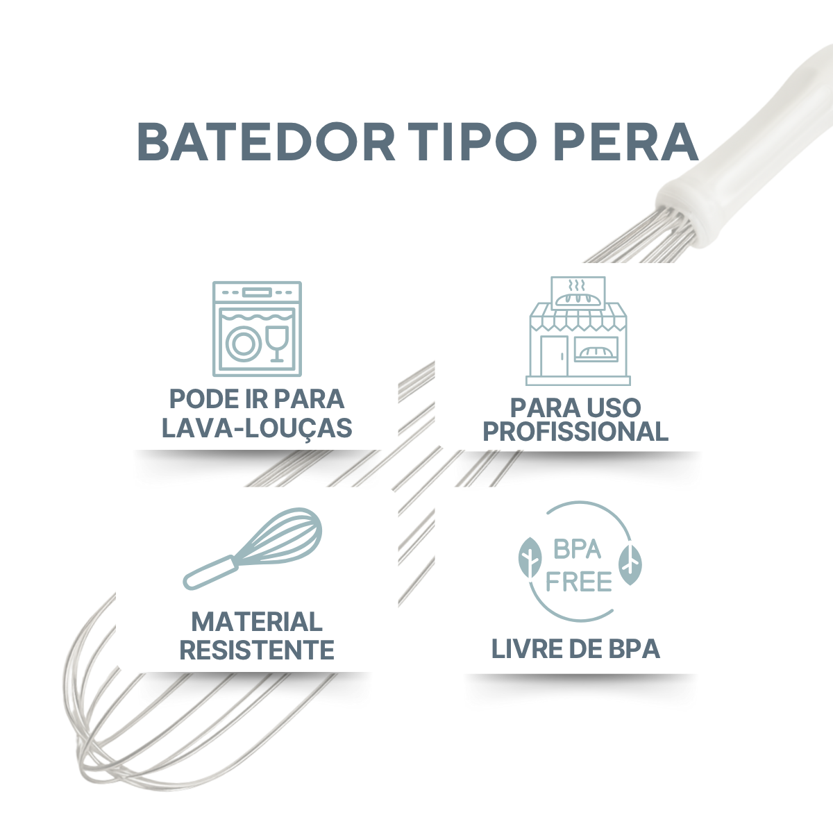 Batedor Fouet Aço Inox 45cm