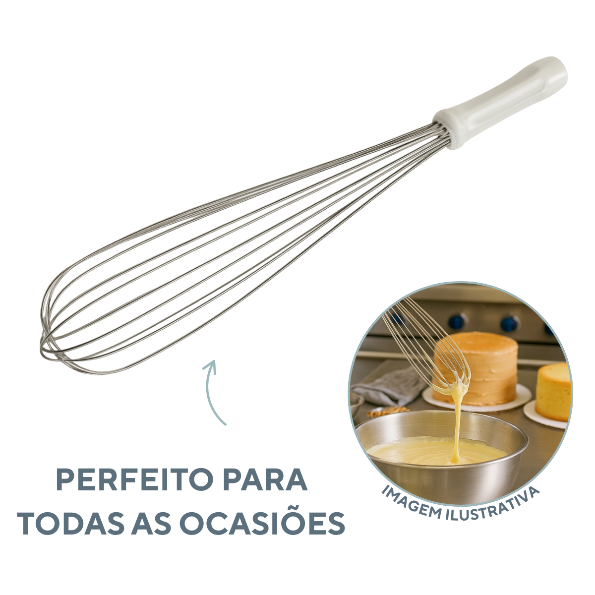 Batedor Fouet Aço Inox 45cm