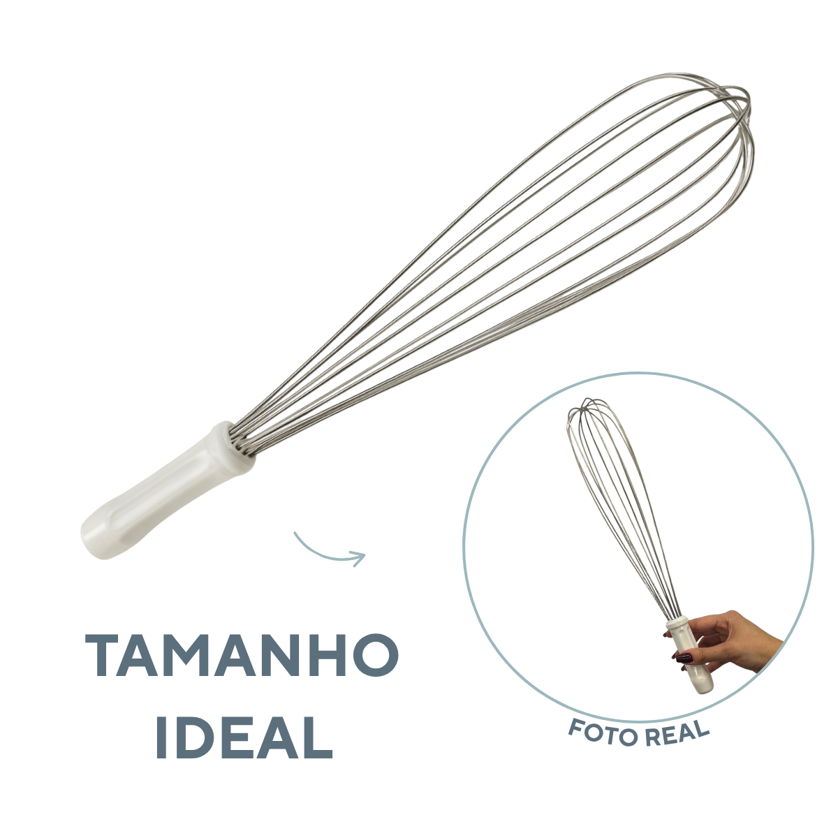 Batedor Fouet Aço Inox 45cm