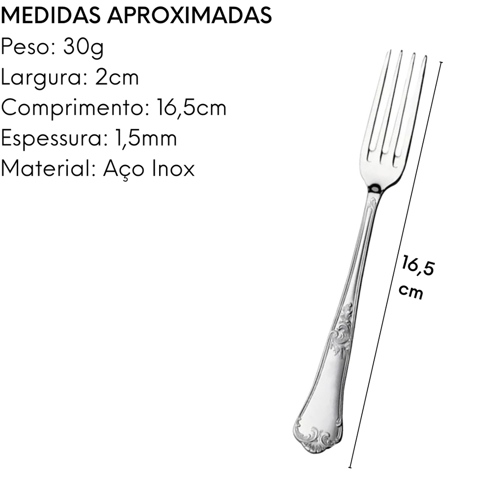 Garfo Sobremesa Classique Aço Inox Luxo Hercules Hercules