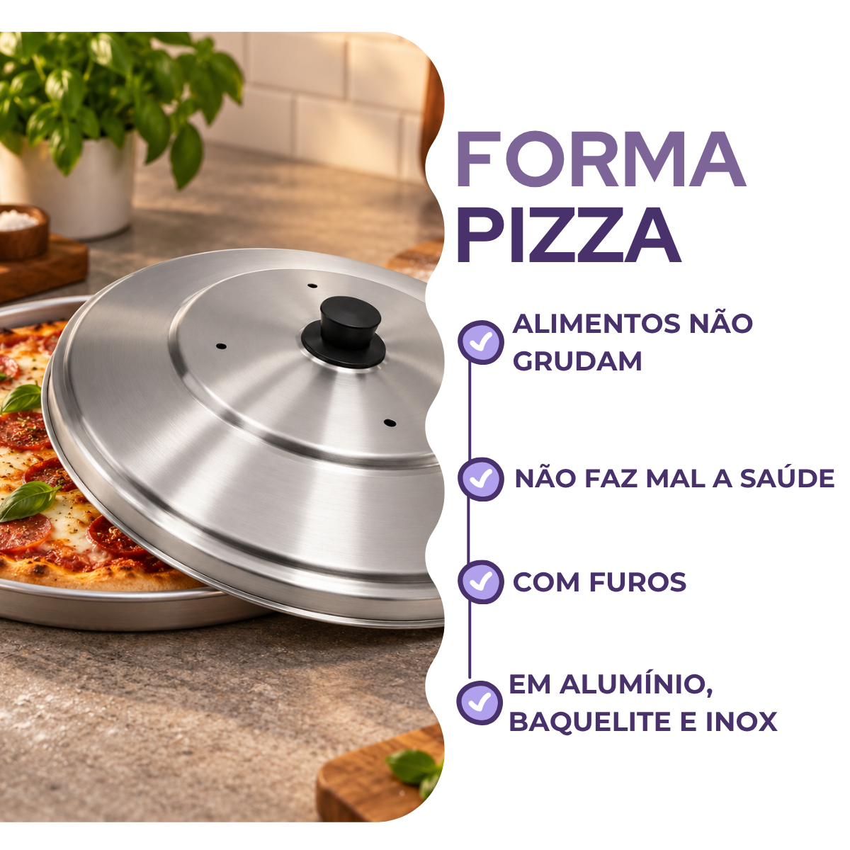 Tampa para Forma de Pizza N35 em Alumínio 35,7cm