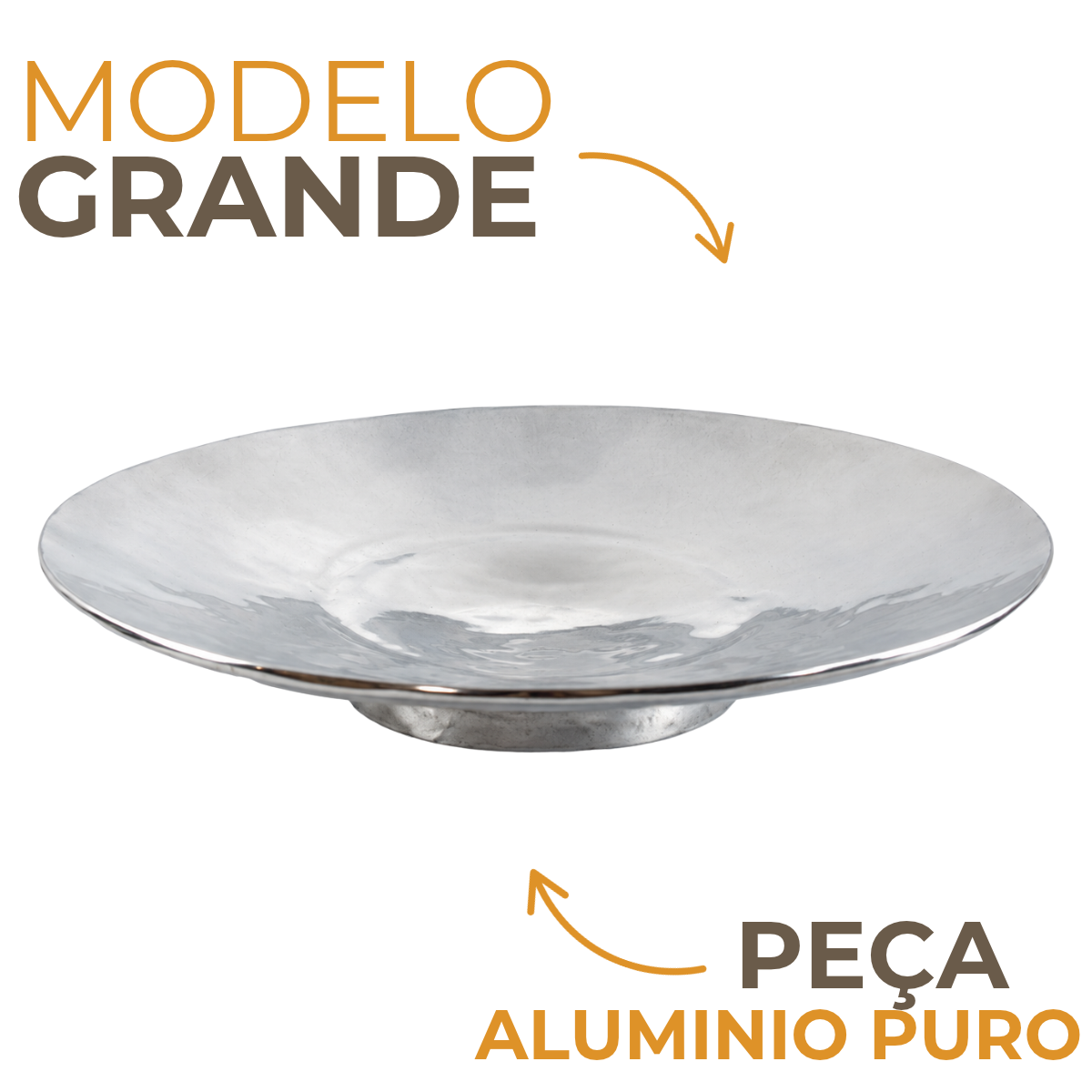 Centro de Mesa Decorativo Catânia 47cm em Alumínio Fundido Polido