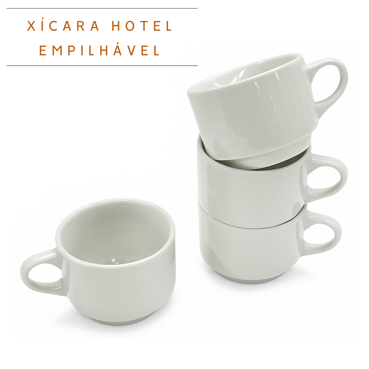 Kit 50 Xicara de Chá Empilhavel Personalizado BelaVista Xicara de Chá