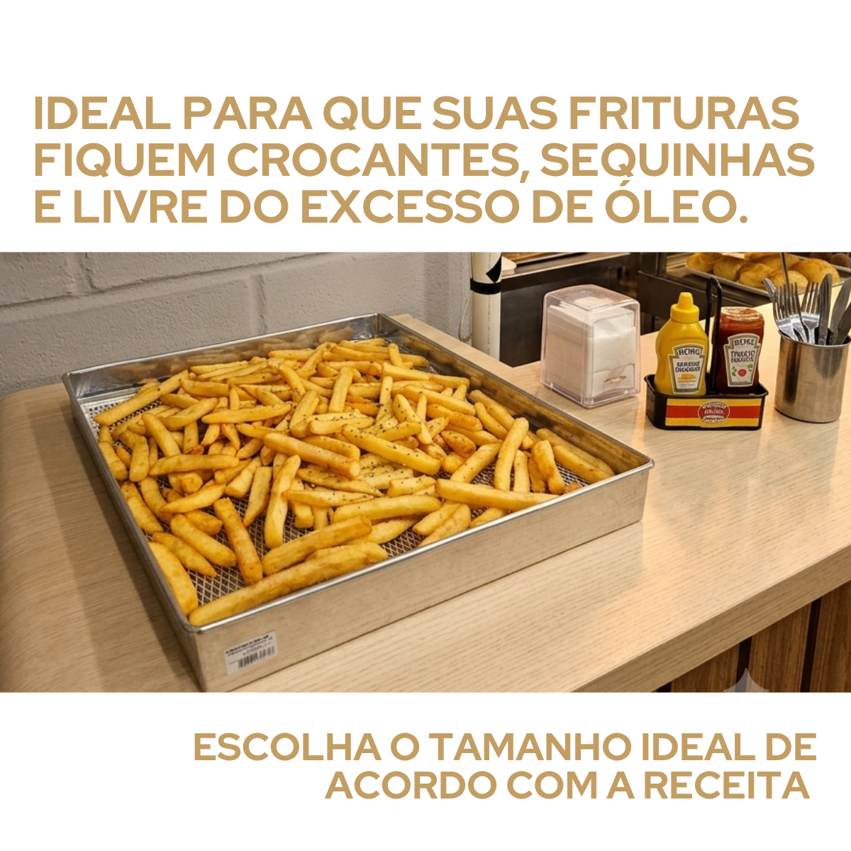 Forma quadrada com tela 40cm escorredor de fritura