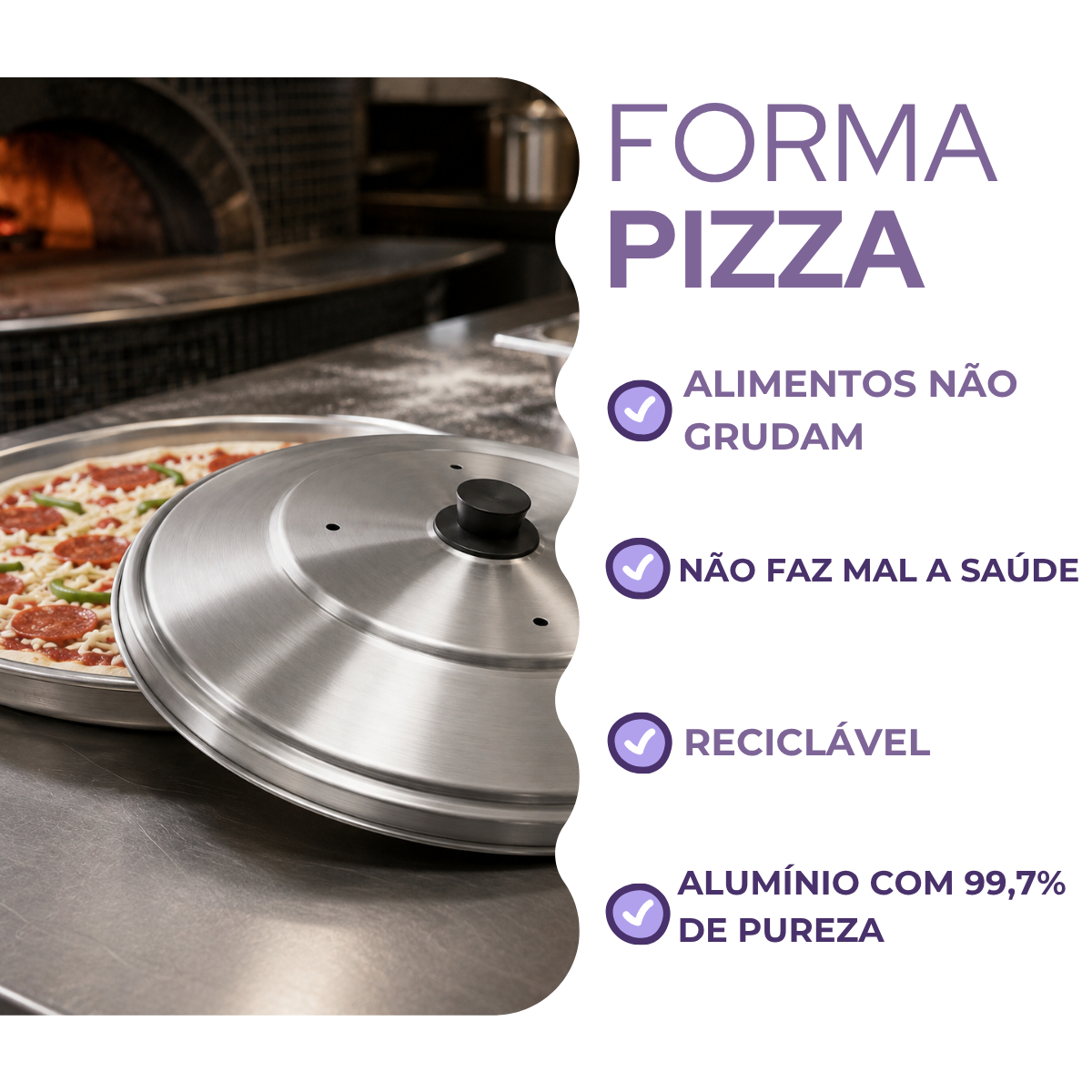 Tampa para Forma de Pizza N30 30cm em Alumínio Profissional