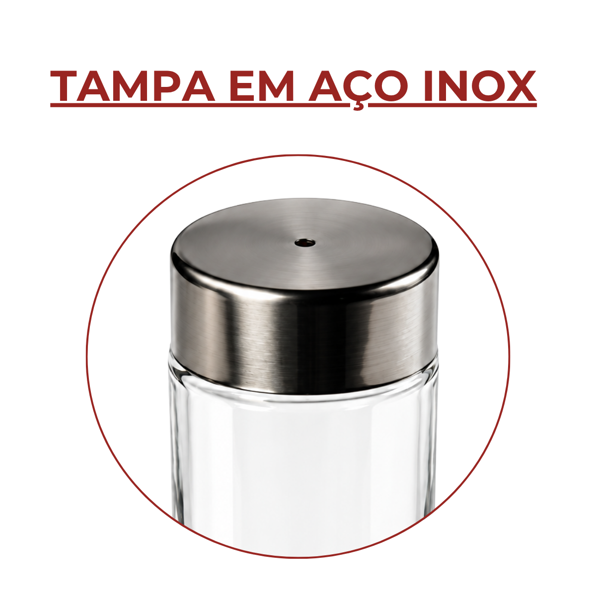 Paliteiro de Vidro Com Tampa de Aço Inox