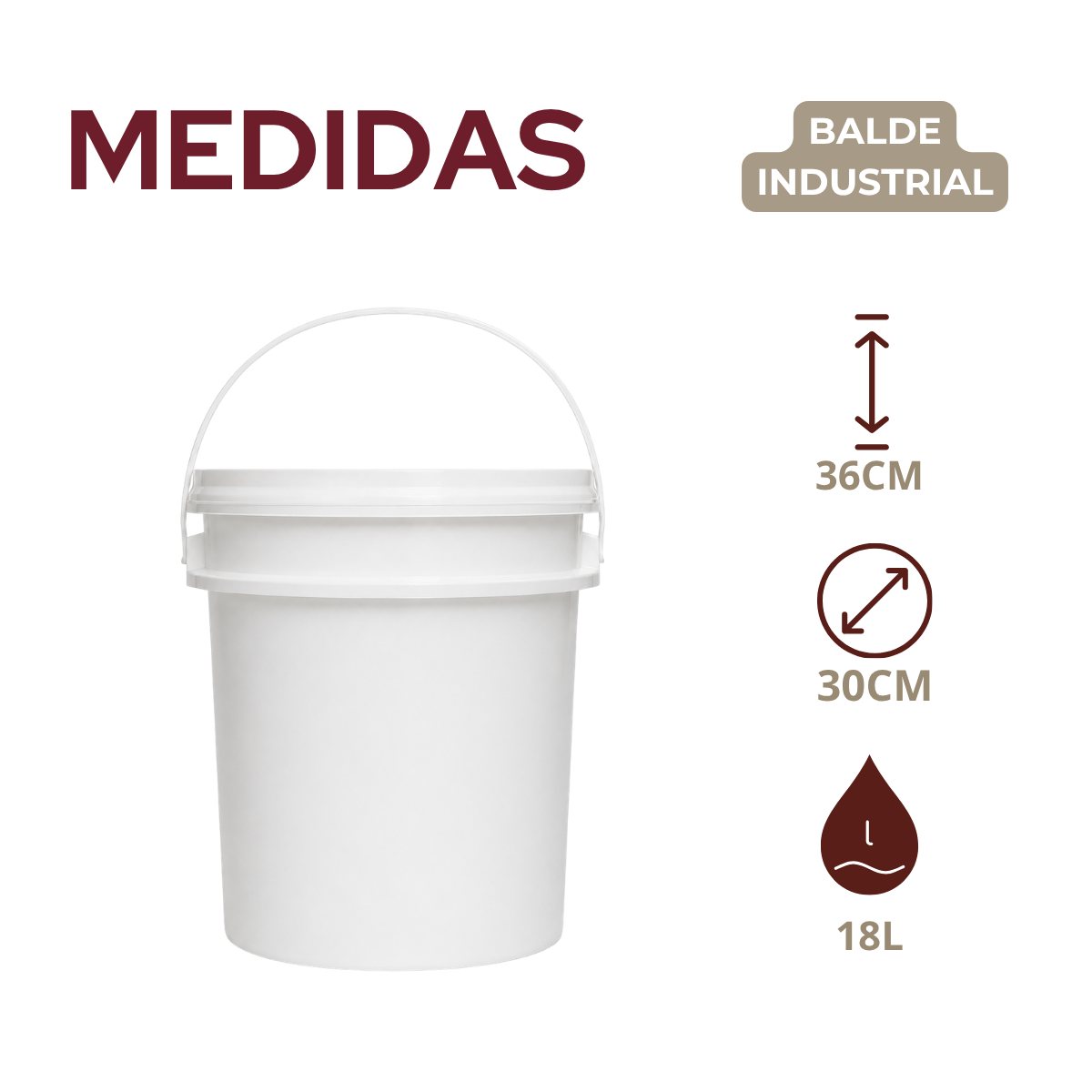Balde Industrial com Tampa Polipropileno 18 Litros