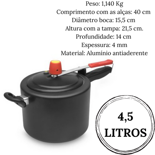 Panela de Pressão New Line Aluminio Antiaderente 4,5L