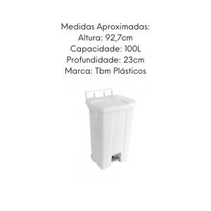 Lixeira Retangular Branca 100L TBN