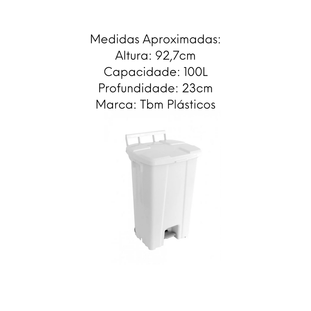 Lixeira Retangular Branca 100L TBN