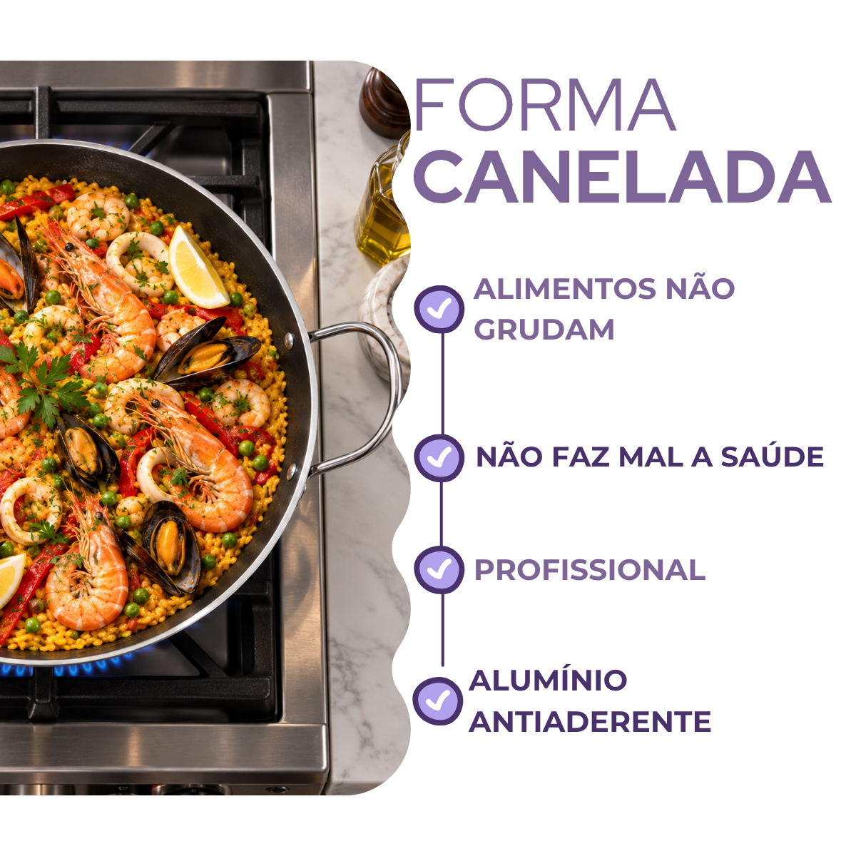 Paellera Antiaderente Hotel N32 em Alumínio 32cm 4L