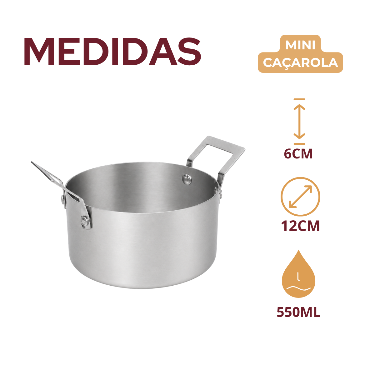 Mini Caçarola Servir Aço Inox 550ml