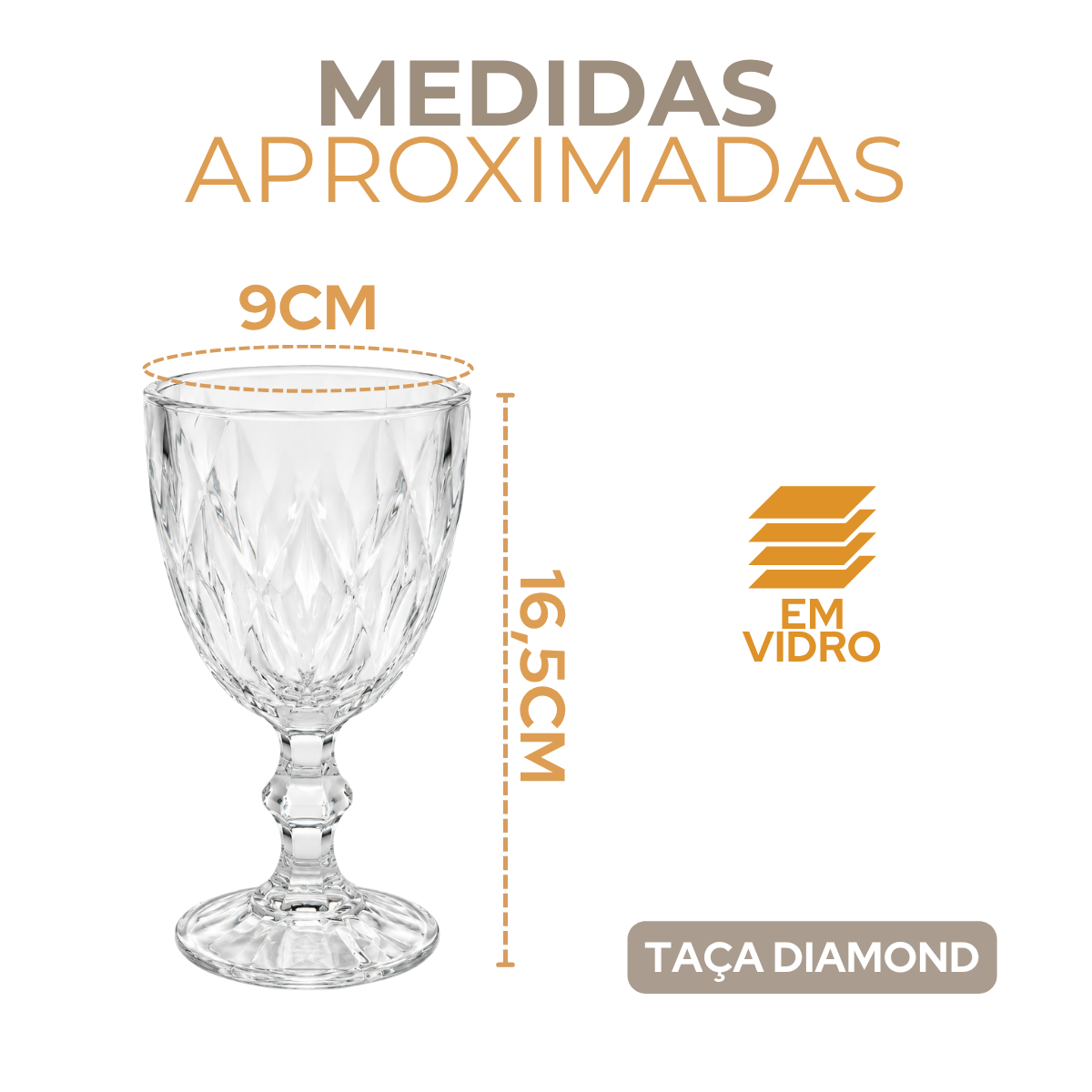 Taça Vidro Transparente Diamond 325ml