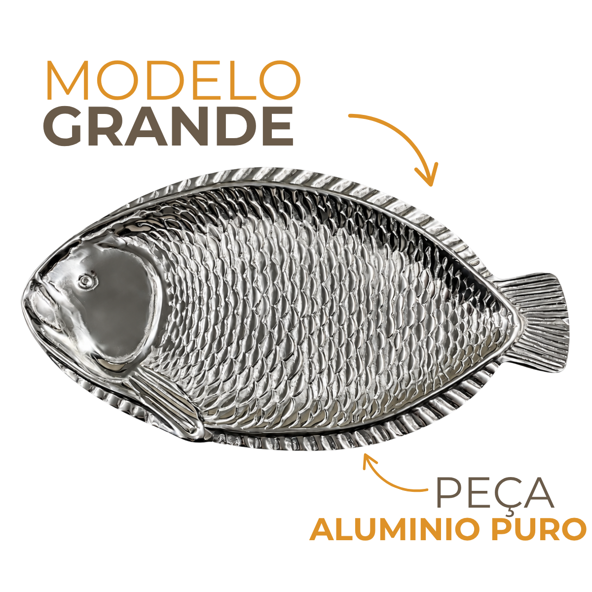Travessa Servir Peixe Aluminio Puro 60cm