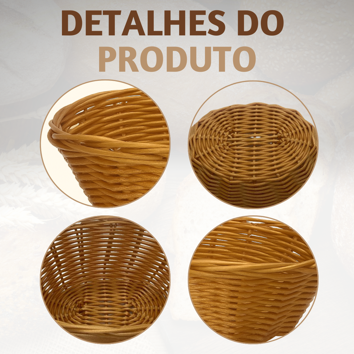 Cesto Oval Sintética Bege Polietileno