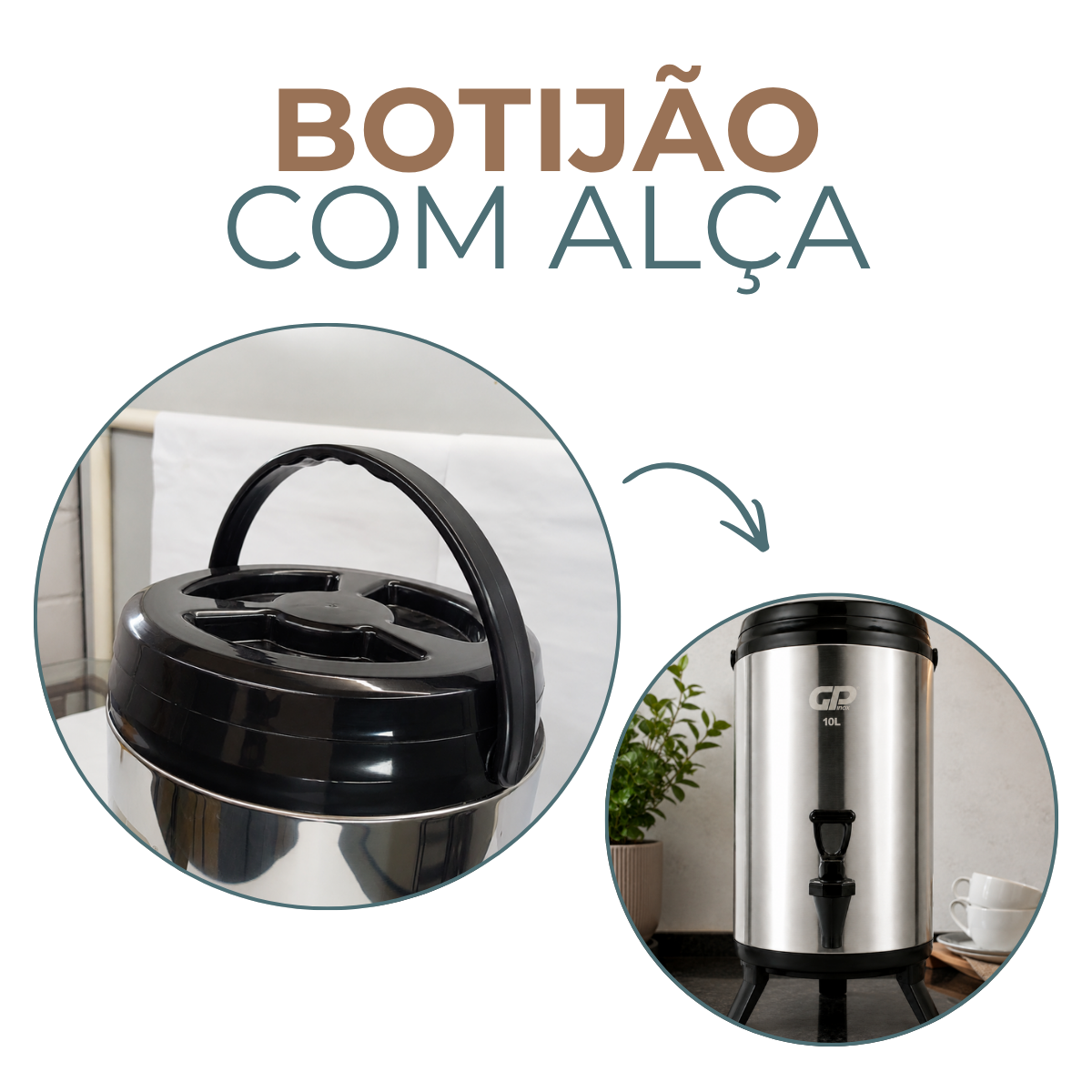 Botijão Térmico 8,5 Litros Inox