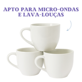 Jogo 6 Xícara De Porcelana Com Pires Madeira Casa Chá Café Branco