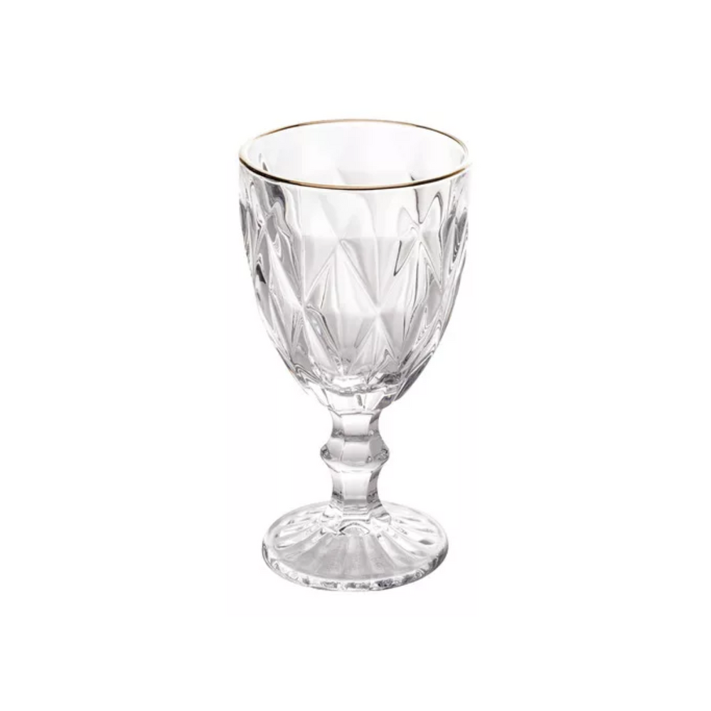 Taça Licor de Vidro Com Filete de Ouro Lyor