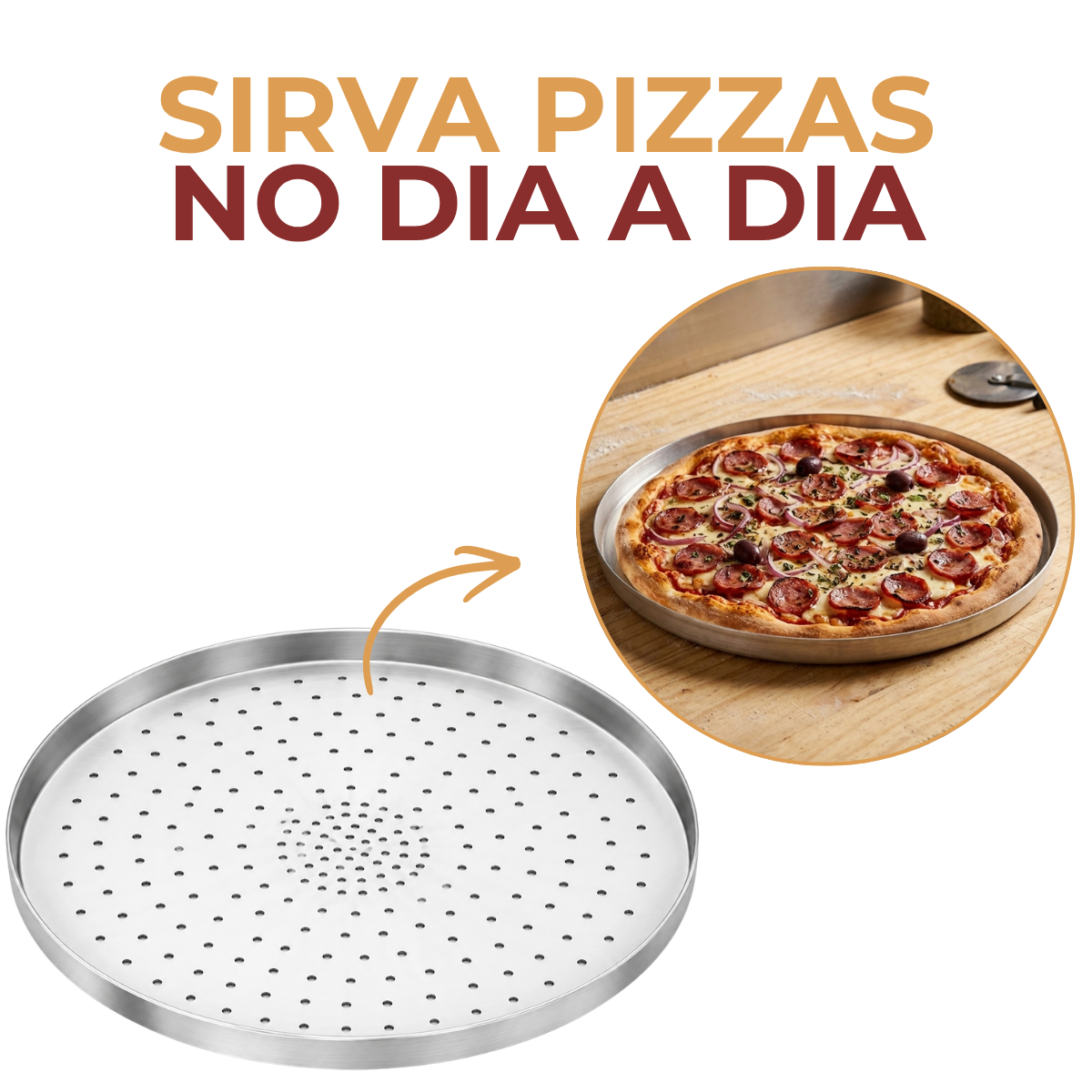 Forma de Pizza com Furos Hotel N35 em Alumínio 35cm