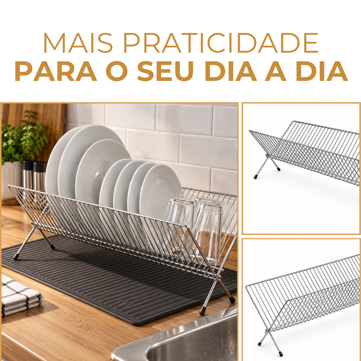 Secador Cromado de Pratos Hotel 24 Pratos 47,5cm