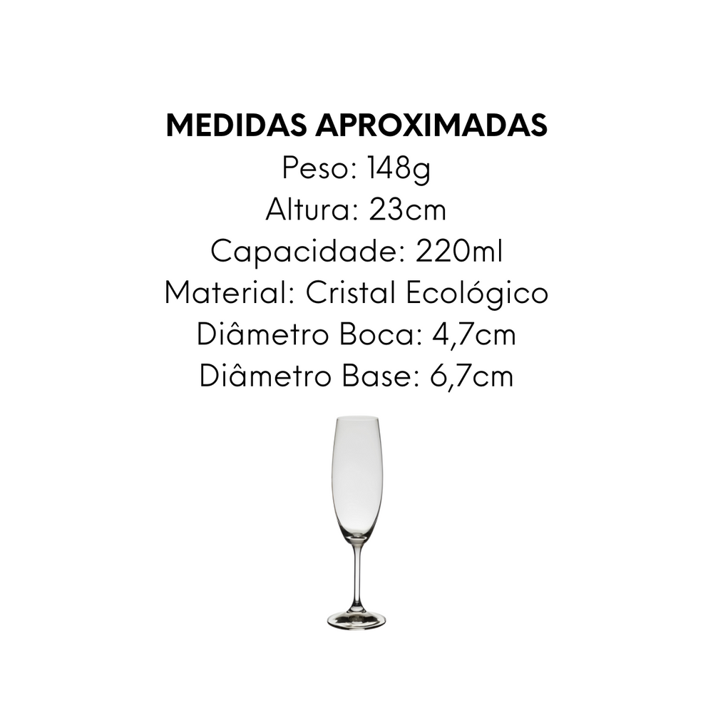 Taça Champagne Roberta Bohemia 220ml - A Gourmet
