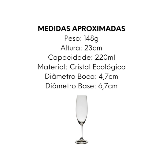 Taça Champagne Roberta 220ml Bohemia Cristal Ecológico