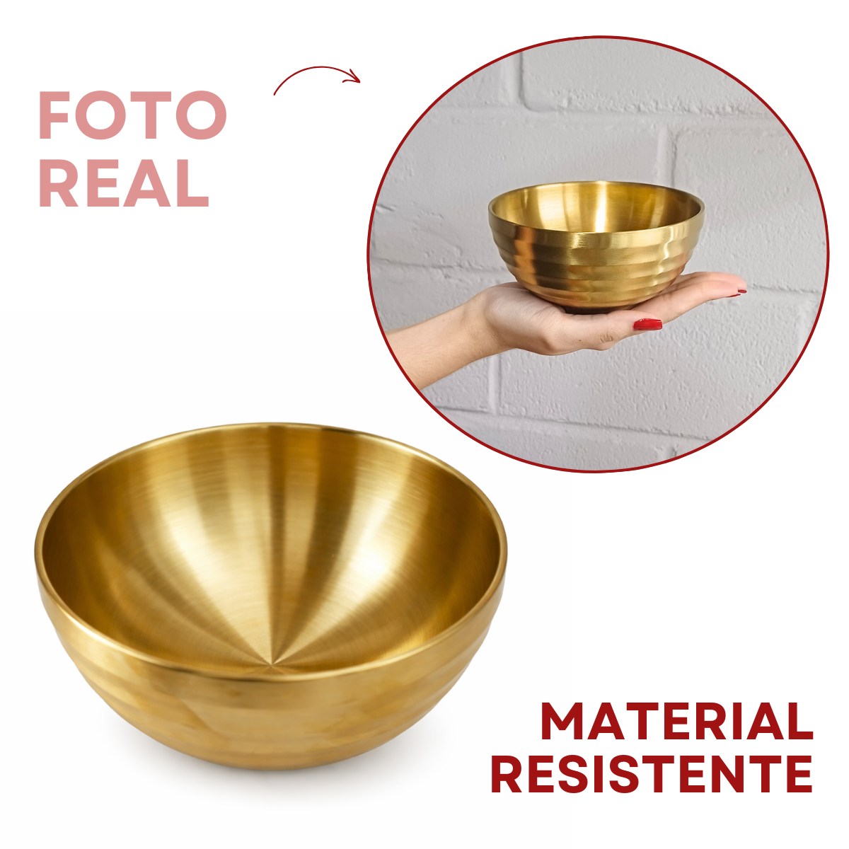Tigela Bowl Dourado Servir 500ml