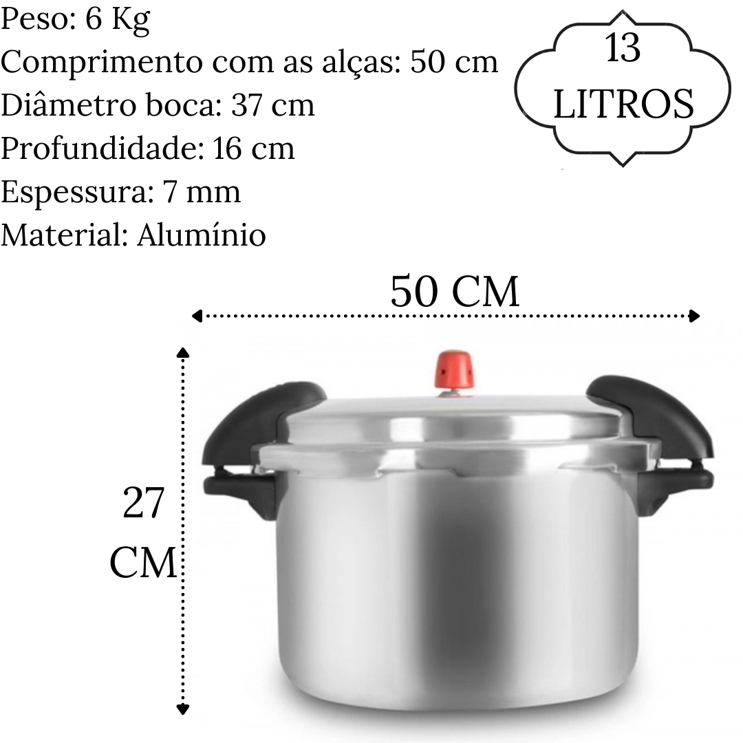 Panela de Pressão Profissional Polida 13L Eirilar