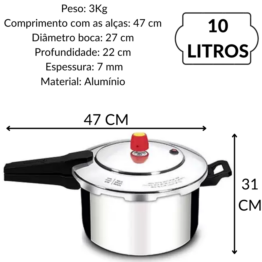 Panela de Pressão NewLine Polida 10L Eirilar