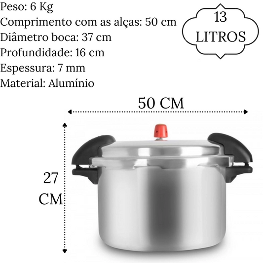 Panela de Pressão Profissional Polida 13L