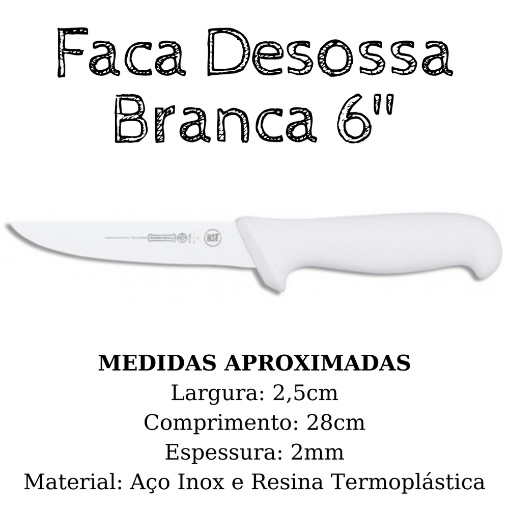 Faca Para Desossa 6 Aço Inox Profissional Chef Cozinha Hercules